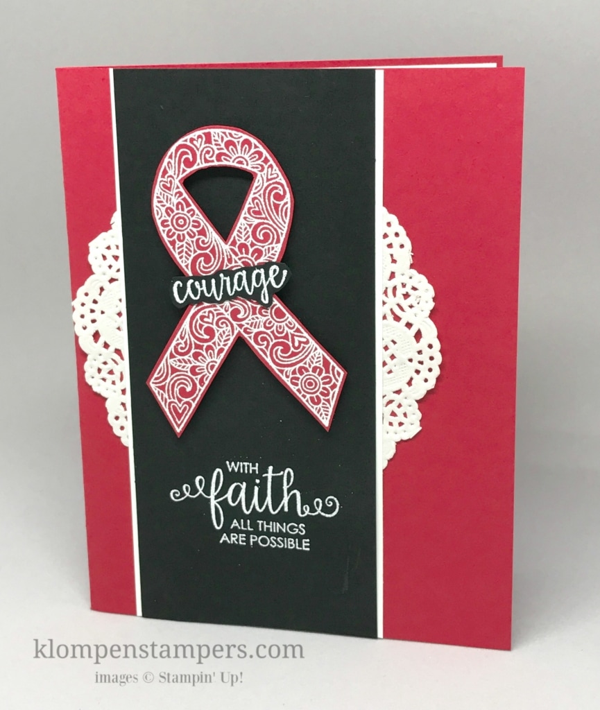 Ribbon of Courage Stampin' Up! set from the new 2017-2018 Annual Catalog. Projects demonstrated at OnStage by Jackie Bolhuis