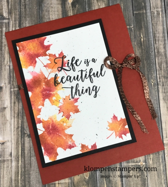 Baby wipes are used in 2 different techniques using Stampin' Up! reinkers and the Colorful Seasons stamp set.