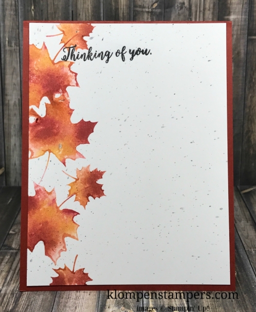 Baby wipes are used in 2 different techniques using Stampin' Up! reinkers and the Colorful Seasons stamp set.