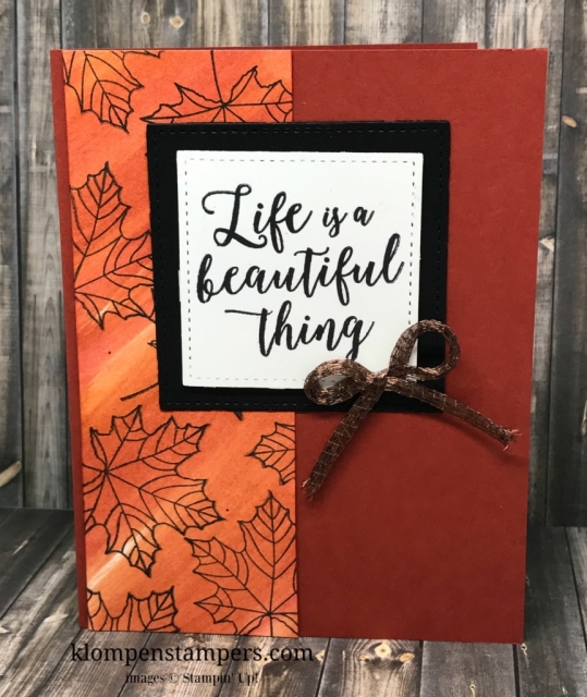 Baby wipes are used in 2 different techniques using Stampin' Up! reinkers and the Colorful Seasons stamp set.