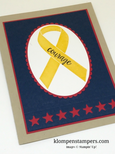 Ribbon of Courage stamp set from Stampin' Up! is perfect for people in the military. All card details on website.