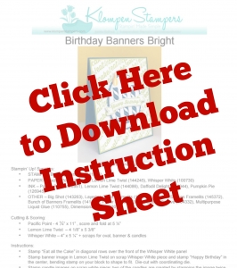 Instruction sheet to download for Birthday Banners card.