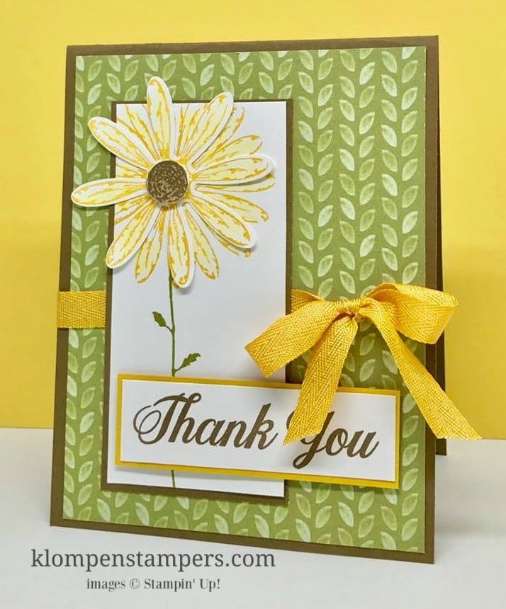 Daisy Delight bundle from Stampin' Up! is perfect for any occasion. Step-by-step instructions for card on website. klompenstampers.com