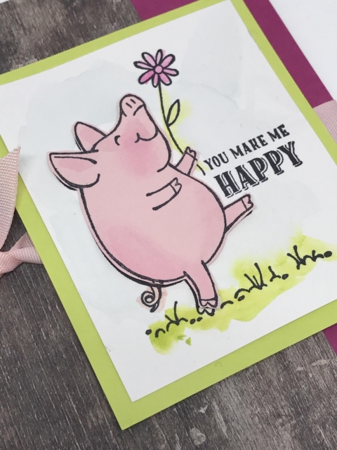 Watercoloring is easy with the This Little Piggy stamp set. Instructions posted on website. www.klompenstampers.com