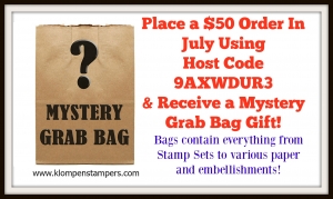 Free Grab Bag of stamping supplies with an order from Jackie Bolhuis in July.