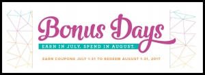 Bonus Days coupons with a Stampin' Up! order in July. klompenstampers.com