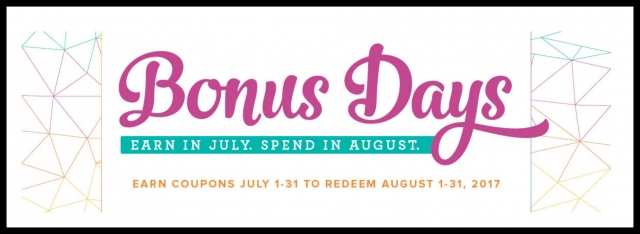 Bonus Days coupons with a Stampin' Up! order in July. klompenstampers.com