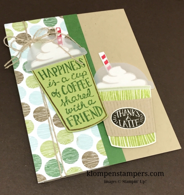 Lots of ideas using the Coffee Break suite of products, including the Coffee Cafe stamp set from Stampin' Up!. All details & instructions posted on klompenstampers.com