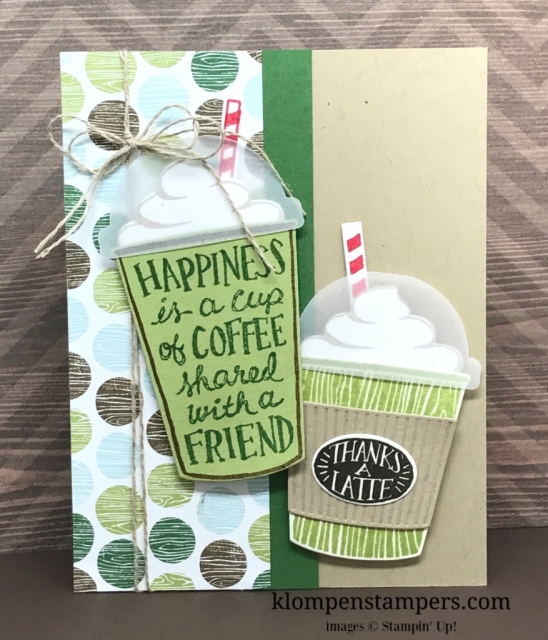Lots of ideas using the Coffee Break suite of products, including the Coffee Cafe stamp set from Stampin' Up!. All details & instructions posted on klompenstampers.com