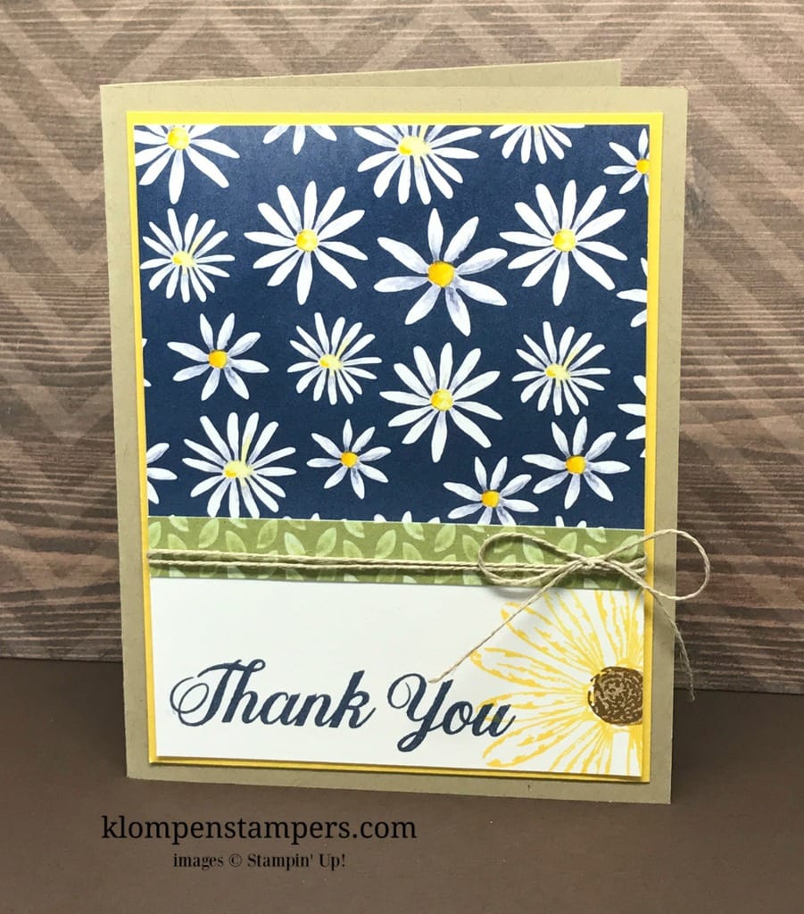 Several different ideas using the Delightful Daisy DSP from Stampin' Up! Cutting instructions posted on blog. www.klompenstampers.com