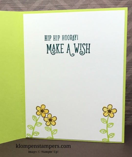 Quick & easy birthday card using Happy Birthday Gorgeous by Stampin' Up! All details and instructions posted. klompenstampers.com