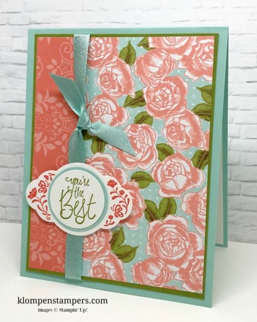 Several different ideas using the Petal Garden DSP from Stampin' Up! Cutting instructions posted on blog.