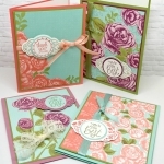 Several different ideas using the Petal Garden DSP from Stampin' Up! Cutting instructions posted on blog.