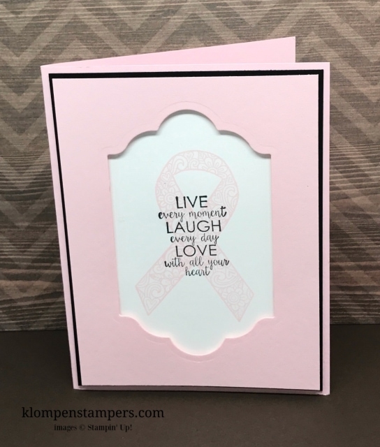 Ribbon of Courage stamp set from Stampin' Up! is perfect for quick and easy cards to let people know you care. All instructions and details posted at klompenstampers.com