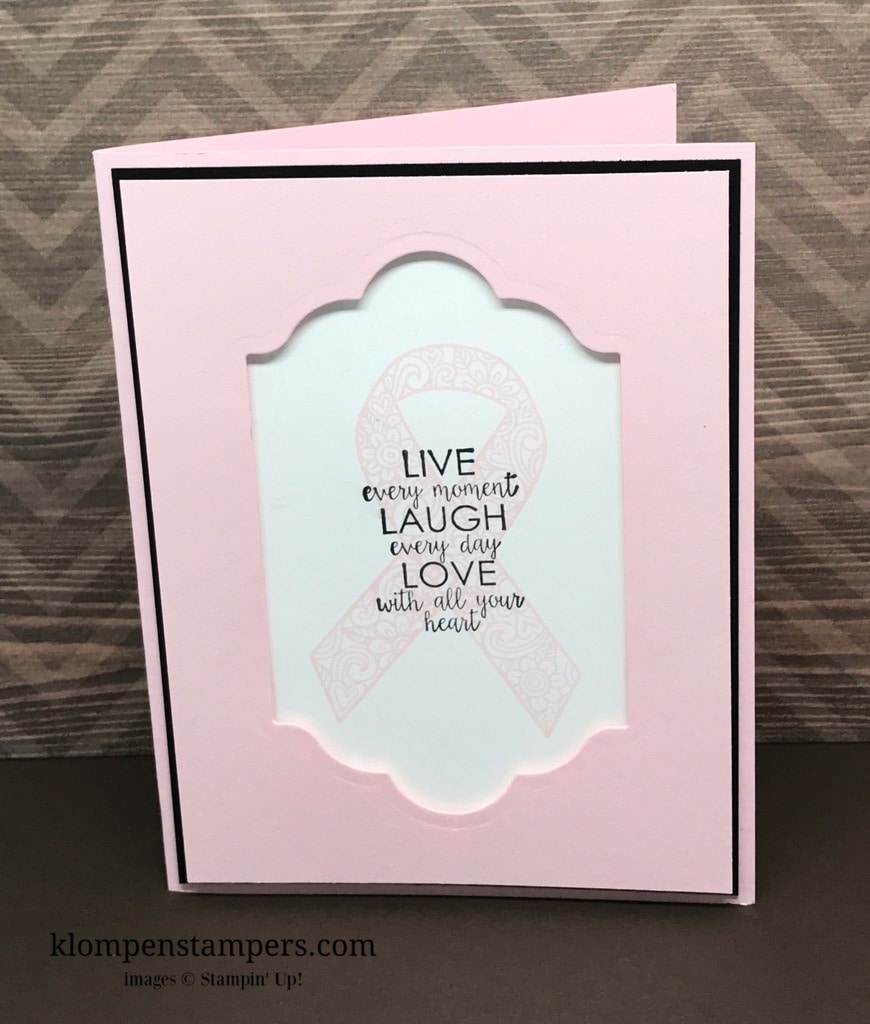 Ribbon of Courage stamp set from Stampin' Up! is perfect for quick and easy cards to let people know you care. All instructions and details posted at klompenstampers.com