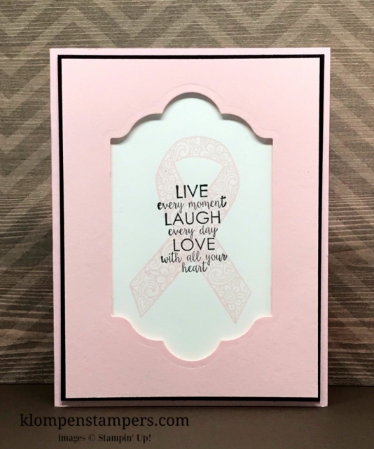 Ribbon of Courage stamp set from Stampin' Up! is perfect for quick and easy cards to let people know you care. All instructions and details posted at klompenstampers.com