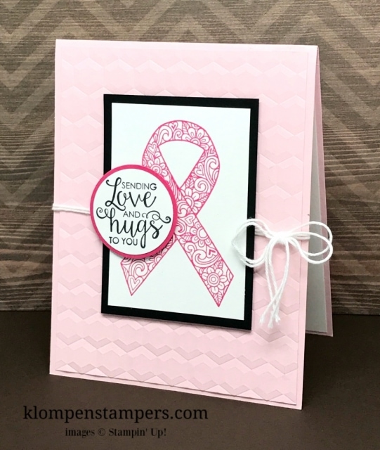 Cancer Sucks! No other words! But, the Ribbon of Courage stamp set from Stampin' Up! is perfect to share a little bit of encouragement. All details at www.klompenstampers.com