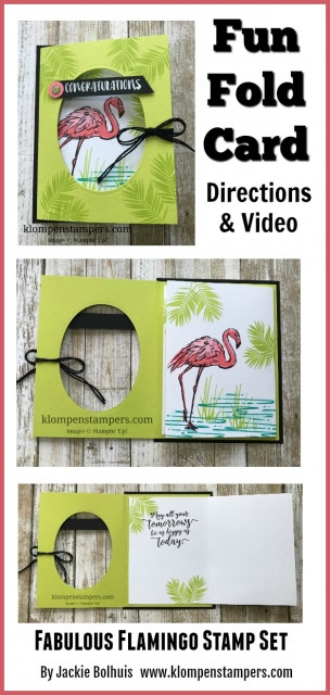 Directions & Video for Fun Fold Card using Stampin' Up! Fabulous Flamingo
