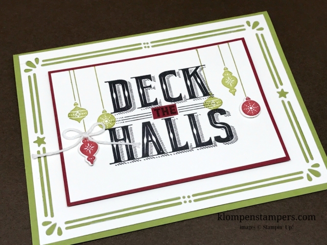 Easy card using Stampin' Up! Carols of Christmas stamp set and Card Front Builder Thinlits. Start your cards early this year!