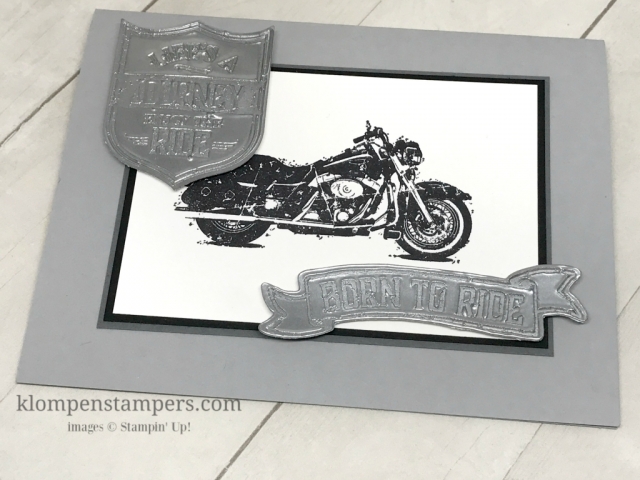 Faux Metal Technique using the One Wild Ride stamp set. Video & all details posted at klompenstampers.com