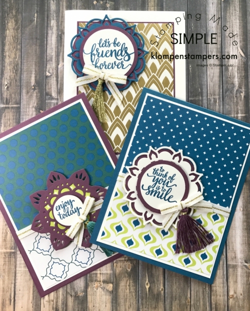 Eastern Beauty stamp set and Eastern Medallions Thinlits make gorgeous cards. Free Tutorial for 25 different cards.