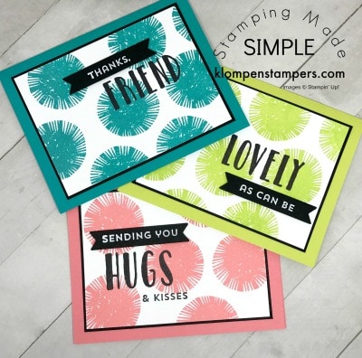 Simple cards made using Lovely Inside & Out Stamp Set from Stampin' Up! All details posted at klompenstampers.com