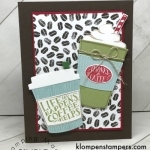 Card made with Coffee Cafe bundle by Stampin' Up! All details and directions posted on klompenstampers.com