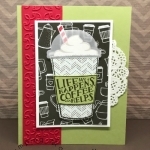 Card made with Coffee Cafe bundle by Stampin' Up! All details and directions posted on klompenstampers.com