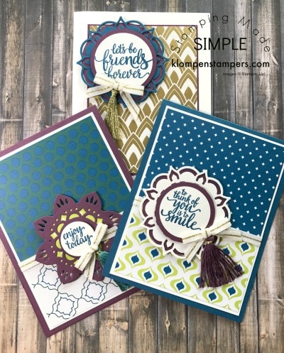 Eastern Beauty stamp set and Eastern Medallions Thinlits make gorgeous cards. Free Tutorial for 25 different cards.