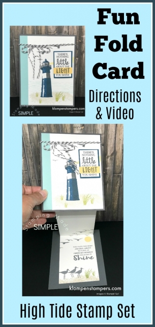 Easy fun fold card using High Tide stamp set from Stampin' Up!. Instructions & video posted.
