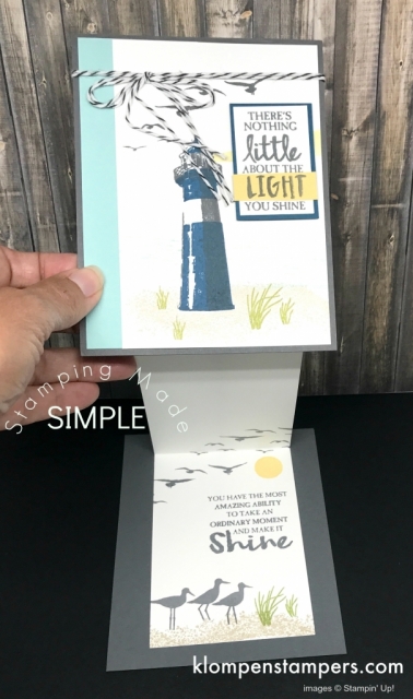 Easy fun fold card using High Tide stamp set from Stampin' Up!. Instructions & video posted.