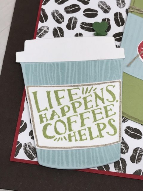 Card made with Coffee Cafe bundle by Stampin' Up! All details and directions posted on klompenstampers.com