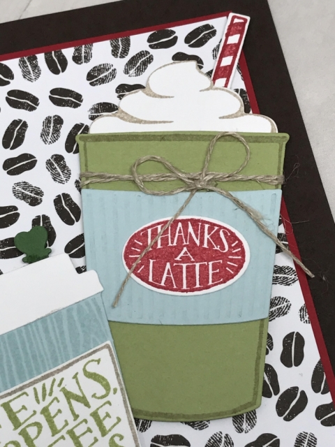 Card made with Coffee Cafe bundle by Stampin' Up! All details and directions posted on klompenstampers.com