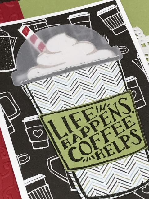 Card made with Coffee Cafe bundle by Stampin' Up! All details and directions posted on klompenstampers.com