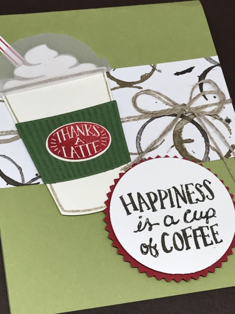 Card made with Coffee Cafe bundle by Stampin' Up! All details and directions posted on klompenstampers.com