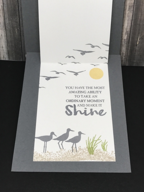Easy fun fold card using High Tide stamp set from Stampin' Up!. Instructions & video posted.