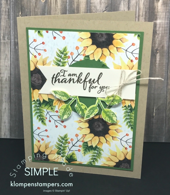Easy card using Painted Autumn DSP & Painted Harvest Stamp Set. Details posted on website klompenstampers.com