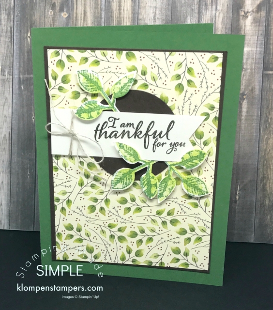 Easy card using Painted Autumn DSP & Painted Harvest Stamp Set. Details posted on website klompenstampers.com