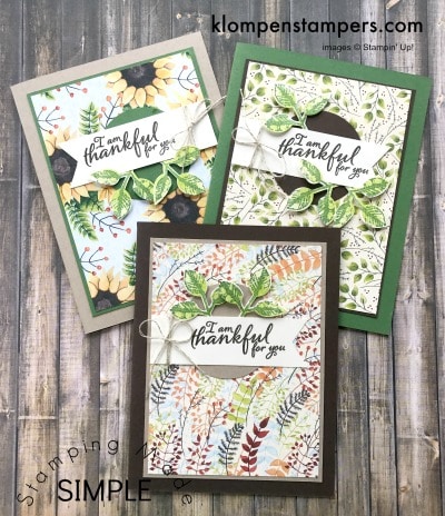 Easy card using Painted Autumn DSP & Painted Harvest Stamp Set. Details posted on website klompenstampers.com