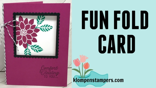 Easy instructions for making a Window Card using Stampin' Up! Flourishing Phrases stamp set. Directions on klompenstampers.com