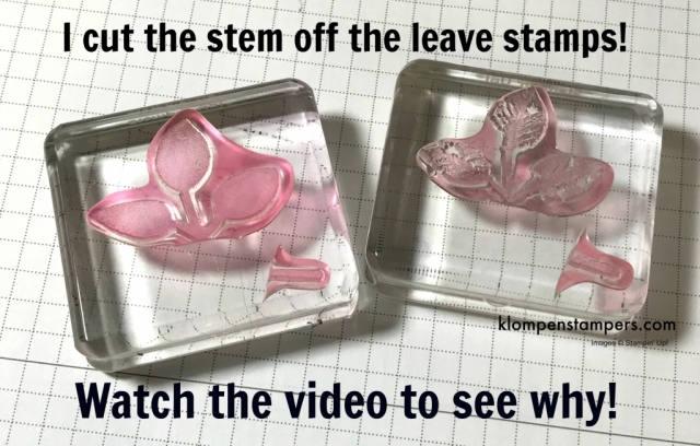 Cut the leave stems off so you can stamp closer to the flower without masking. BUT make sure to keep so you can piece back together when you want the stem on.