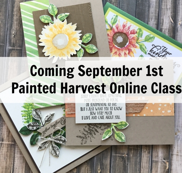 Online class and card kit using Stampin' Up! Painted Harvest Bundle. Free with purchase, or purchase just the class.