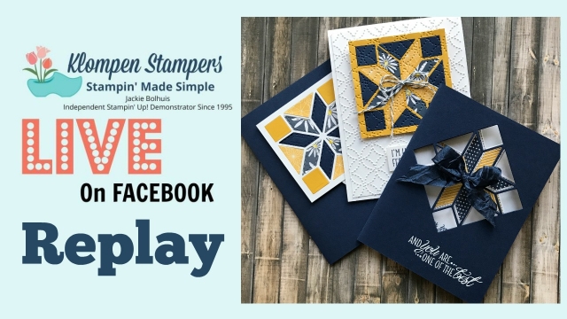 Projects using Christmas Quilt shared live on Facebook. Video shows me making all 3 cards.