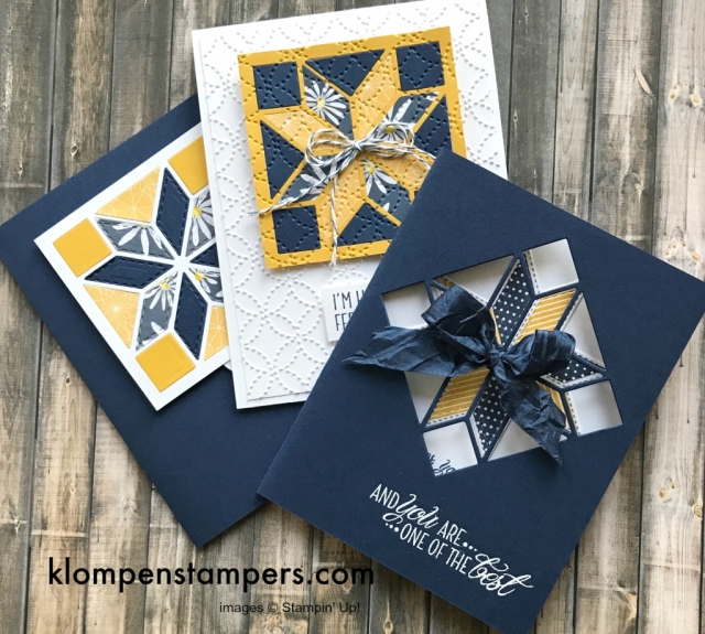 Projects using Christmas Quilt shared live on Facebook. Video shows me making all 3 cards.