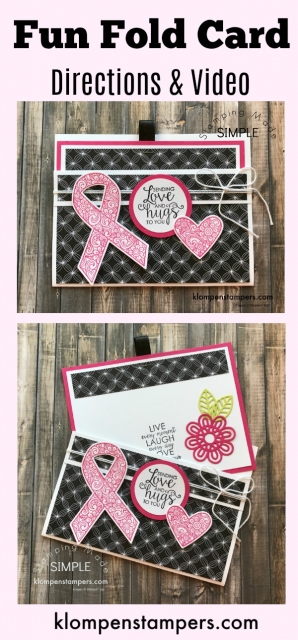 Easy fun fold card using Ribbon of Courage stamp set from Stampin' Up!. Instructions & video posted.