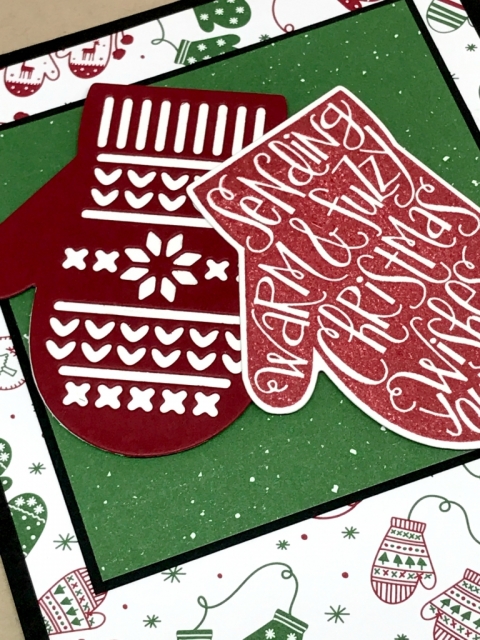 Quick & Easy card using Stampin' Up! Smitten Mittens stamp set and framelits. All details on blog.
