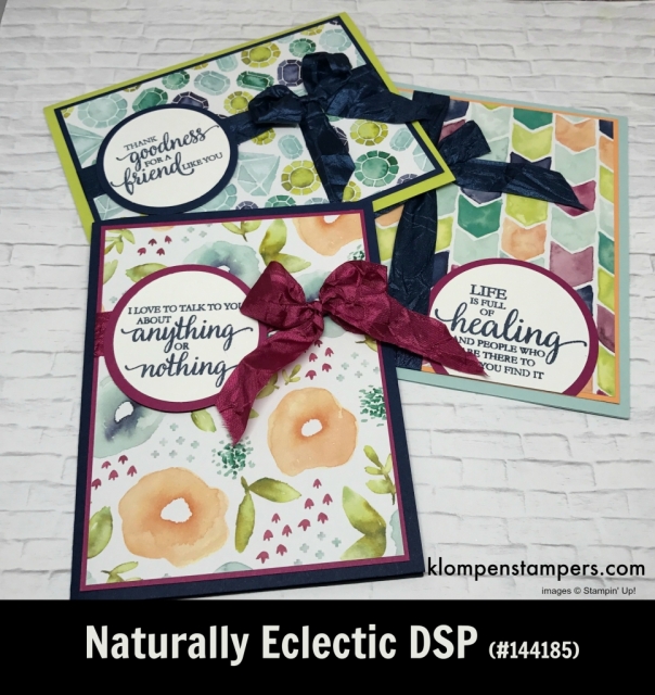 Naturally Eclectic Designer Series Paper (DSP) projects. Instructions posted. DSP helps you make quick and easy cards.