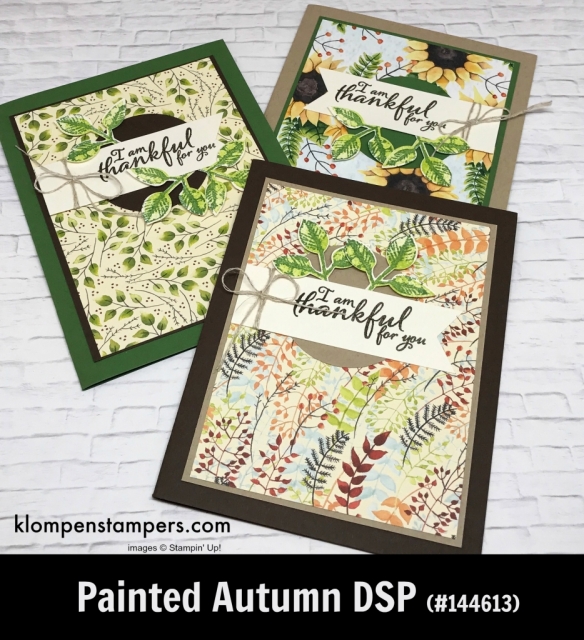 Painted Autumn Designer Series Paper (DSP) projects. Instructions posted. DSP helps you make quick and easy cards.