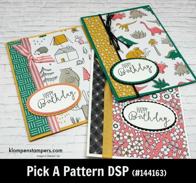 Pick a Pattern Designer Series Paper (DSP) projects. Instructions posted. DSP helps you make quick and easy cards.