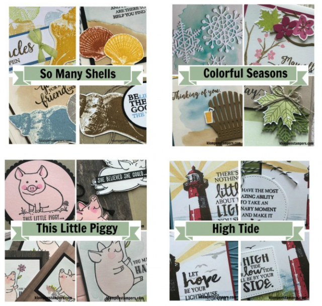 Online stamping classes for 4 projects using one stamp set. Step by step instructions plus video.